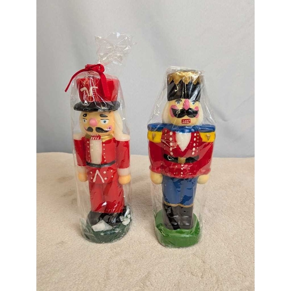 Vintage Nutcracker Candles Set 2 Christmas Soldier Figural Decorative Collectibl